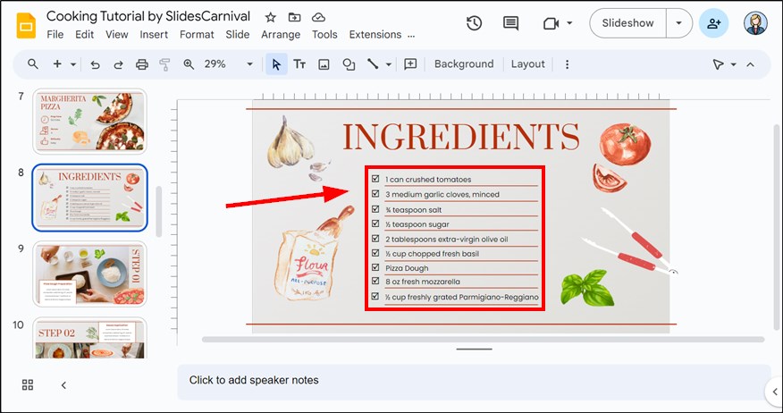 Google Slides insert checkbox