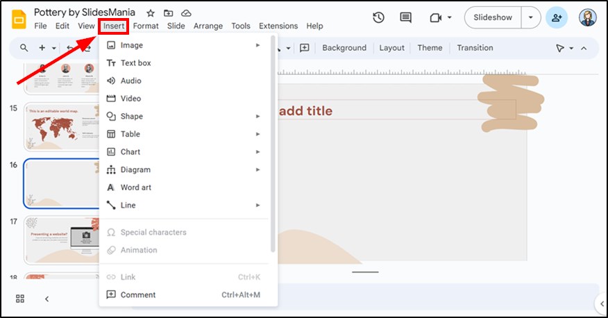 how to create a table in Google Slides