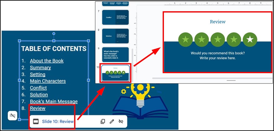 how to insert table of contents in Google Slides