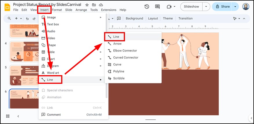 how to add a timeline in Google Slides