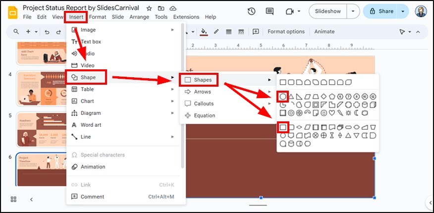 create a timeline in Google Slides