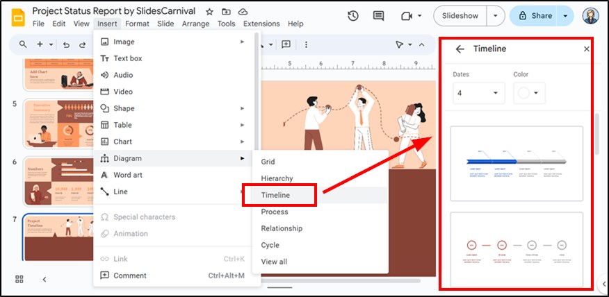 how to add a timeline to Google Slides