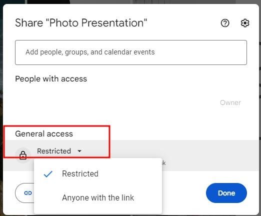 make google slides as view-only