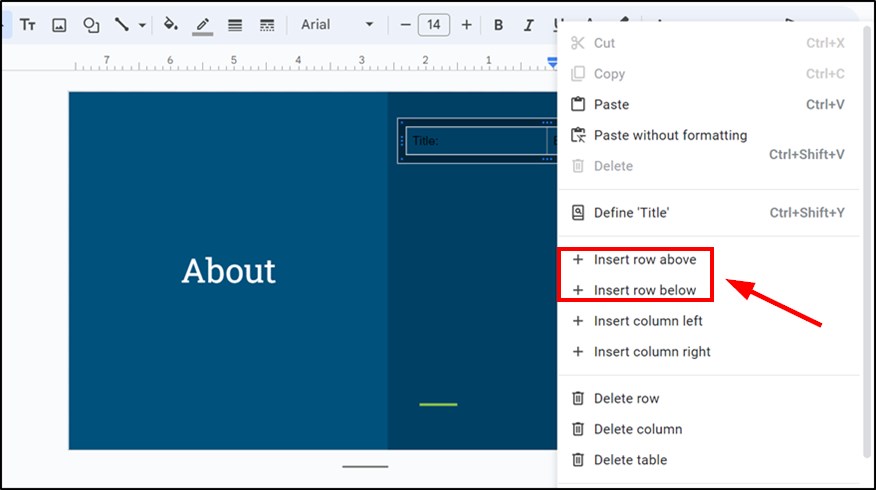 setting up two columns in google slides