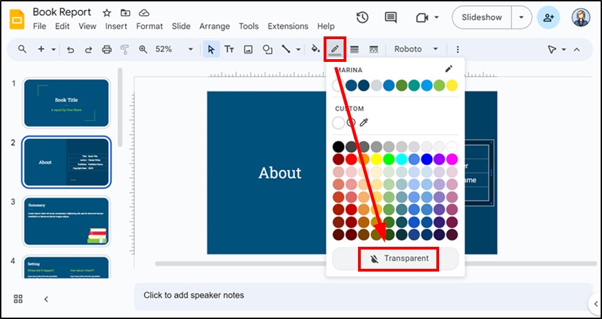 creating two columns in google slides