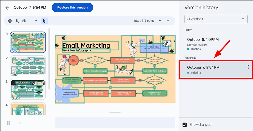 how to recover a deleted slide on Google Slides