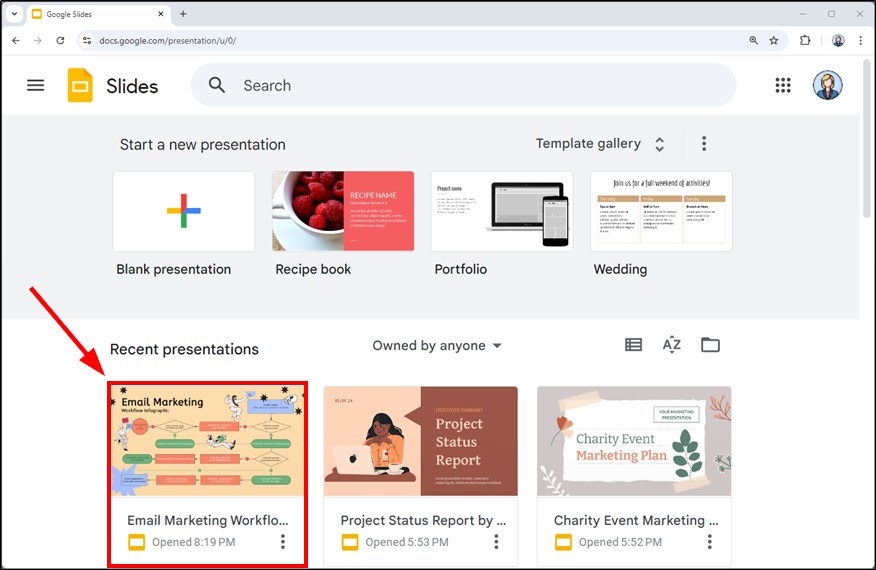 Google Slides automatically advance